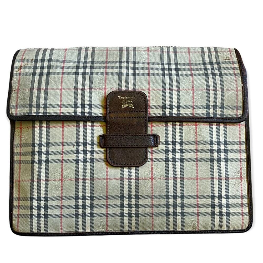 Burberry Vintage Tartan Mini Portfolio Clutch Authentic